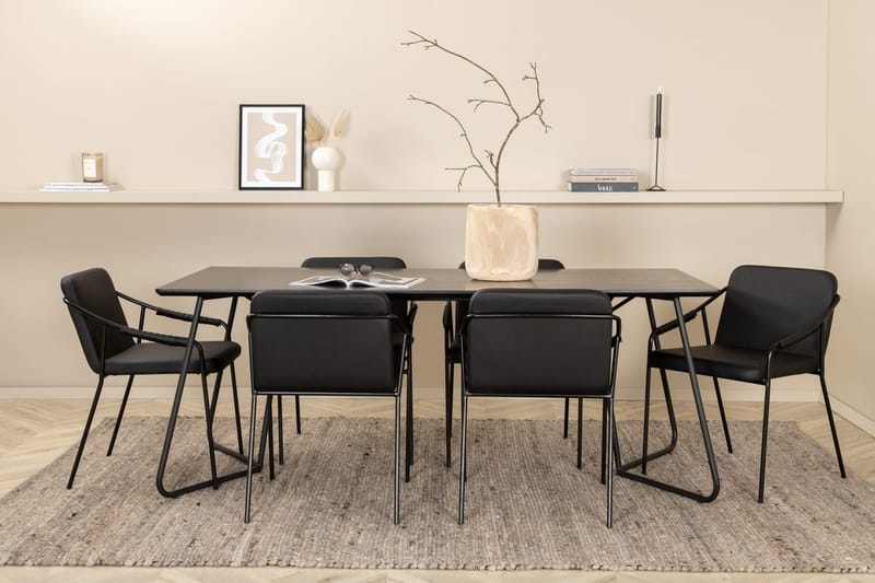Rektangulär matgrupp Venture Home Svart Svart 6st - Huonekalut - Pöytä & ruokailuryhmä - Ruokailuryhmä