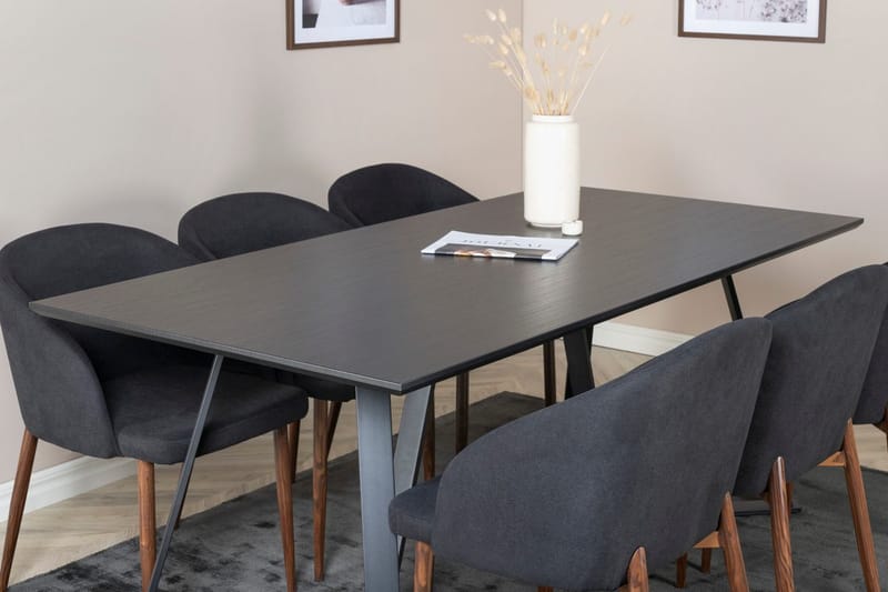 Rektangulär matgrupp Venture Home Svart Svart 6st - Huonekalut - Pöytä & ruokailuryhmä - Ruokailuryhmä