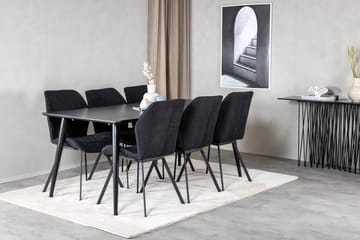 Rektangulär matgrupp Venture Home Svart Svart 6st - Huonekalut - Pöytä & ruokailuryhmä - Ruokailuryhmä