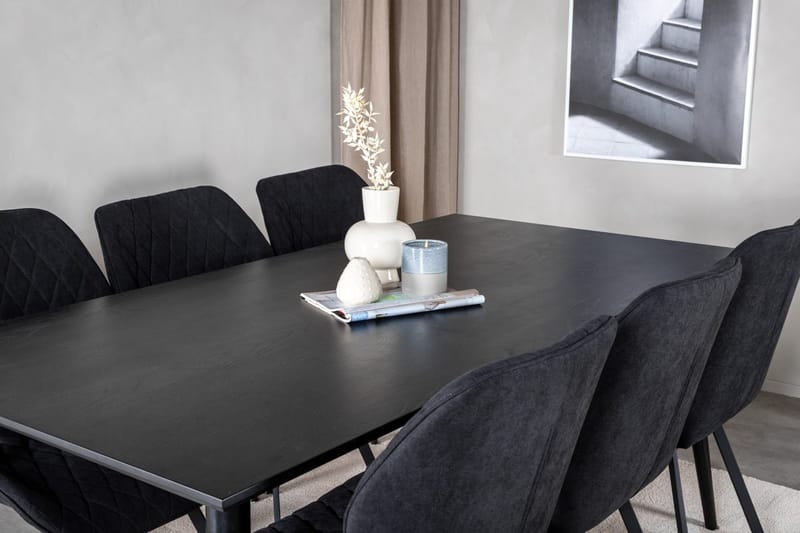 Rektangulär matgrupp Venture Home Svart Svart 6st - Huonekalut - Pöytä & ruokailuryhmä - Ruokailuryhmä