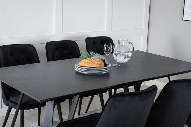 Rektangulär matgrupp Venture Home Svart Svart 6st - Huonekalut - Pöytä & ruokailuryhmä - Ruokailuryhmä