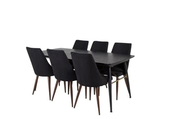 Rektangulär matgrupp Venture Home Svart Svart 6st - Huonekalut - Pöytä & ruokailuryhmä - Ruokailuryhmä