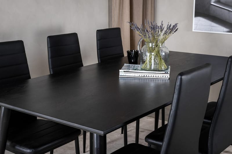 Rektangulär matgrupp Venture Home Svart Svart 6st - Huonekalut - Pöytä & ruokailuryhmä - Ruokailuryhmä