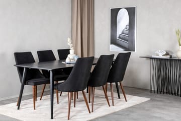 Rektangulär matgrupp Venture Home Svart Svart 6st - Huonekalut - Pöytä & ruokailuryhmä - Ruokailuryhmä