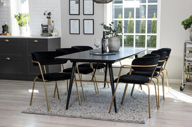 Rektangulär matgrupp Venture Home Svart Svart 6st - Huonekalut - Pöytä & ruokailuryhmä - Ruokailuryhmä