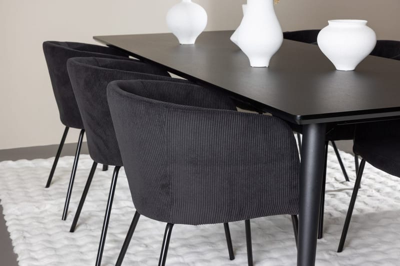 Rektangulär matgrupp Venture Home Svart Svart 6st - Huonekalut - Pöytä & ruokailuryhmä - Ruokailuryhmä