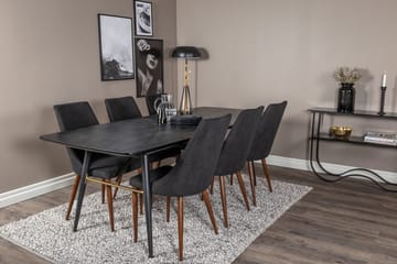Rektangulär matgrupp Venture Home Svart Svart 6st - Huonekalut - Pöytä & ruokailuryhmä - Ruokailuryhmä