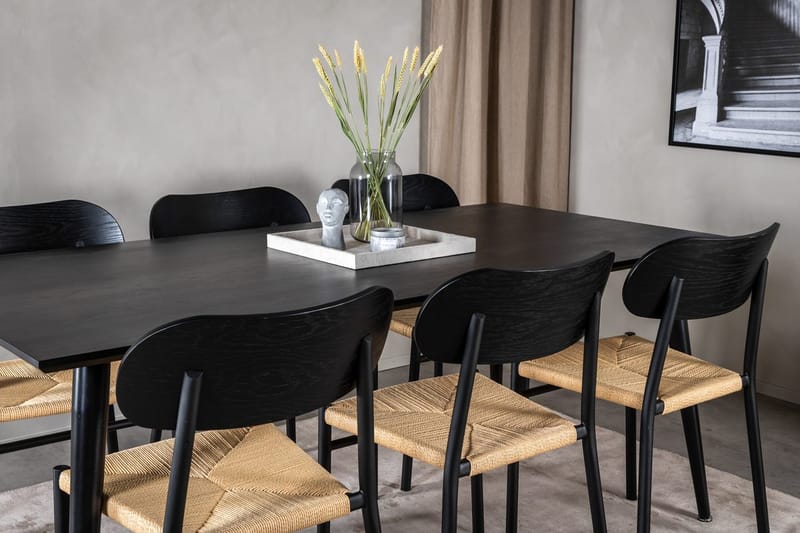 Rektangulär matgrupp Venture Home Svart Svart 6st - Huonekalut - Pöytä & ruokailuryhmä - Ruokailuryhmä