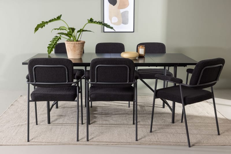 Rektangulär matgrupp Venture Home Svart Svart 6st