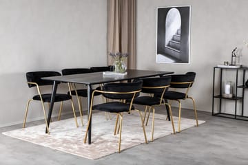 Rektangulär matgrupp Venture Home Svart Svart Mässing - Huonekalut - Pöytä & ruokailuryhmä - Ruokailuryhmä