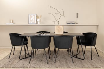 Rektangulär matgrupp Venture Home Svart Svart - Huonekalut - Pöytä & ruokailuryhmä - Ruokailuryhmä