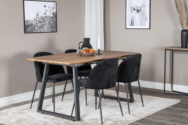 Rektangulär matgrupp Venture Home Svart Valnöt 4st