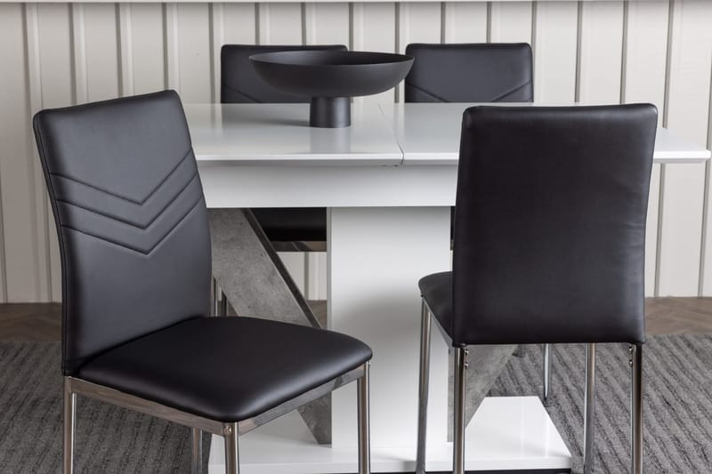 Rektangulär matgrupp Venture Home Svart Vit 4st - Huonekalut - Pöytä & ruokailuryhmä - Ruokailuryhmä