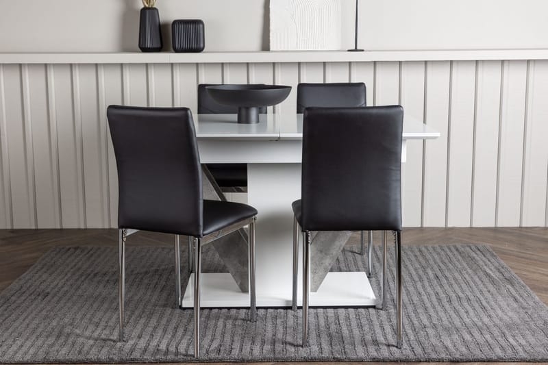Rektangulär matgrupp Venture Home Svart Vit 4st