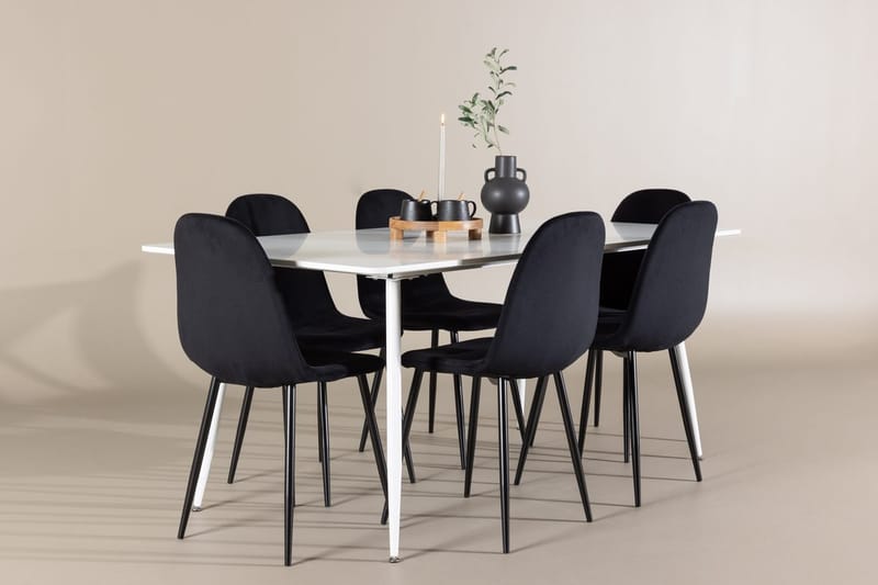 Rektangulär matgrupp Venture Home Svart Vit 6st