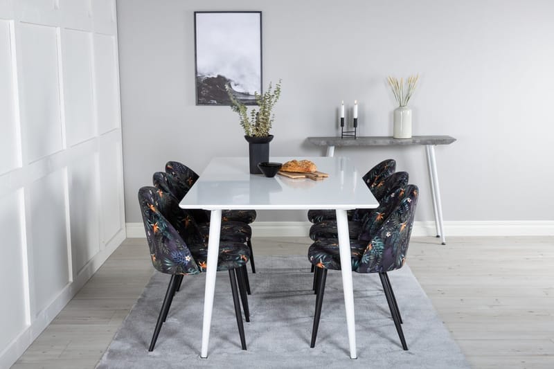 Rektangulär matgrupp Venture Home Svart Vit 6st - Huonekalut - Pöytä & ruokailuryhmä - Ruokailuryhmä