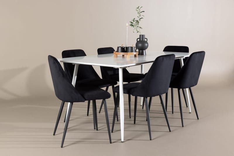 Rektangulär matgrupp Venture Home Svart Vit 6st