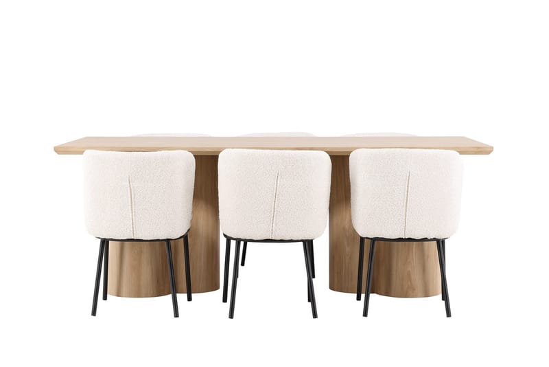 Rektangulär matgrupp Venture Home Vit Beige 6st - Huonekalut - Pöytä & ruokailuryhmä - Ruokailuryhmä