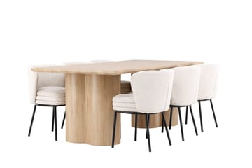 Rektangulär matgrupp Venture Home Vit Beige 6st - Huonekalut - Pöytä & ruokailuryhmä - Ruokailuryhmä