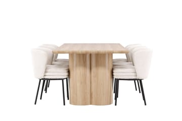 Rektangulär matgrupp Venture Home Vit Beige 6st - Huonekalut - Pöytä & ruokailuryhmä - Ruokailuryhmä