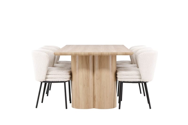 Rektangulär matgrupp Venture Home Vit Beige 6st - Huonekalut - Pöytä & ruokailuryhmä - Ruokailuryhmä