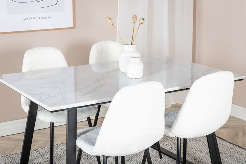 Rektangulär matgrupp Venture Home Vit Svart 4st - Huonekalut - Pöytä & ruokailuryhmä - Ruokailuryhmä