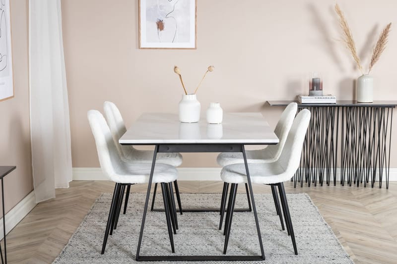 Rektangulär matgrupp Venture Home Vit Svart 4st - Huonekalut - Pöytä & ruokailuryhmä - Ruokailuryhmä