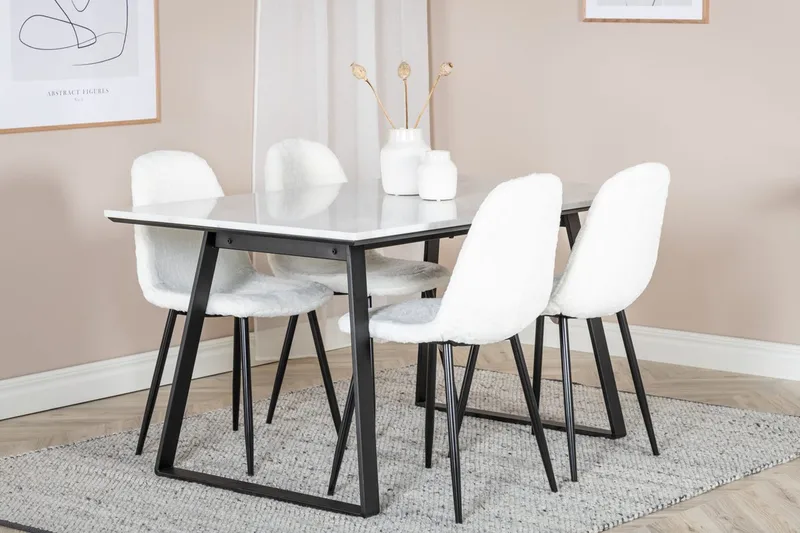 Rektangulär matgrupp Venture Home Vit Svart 4st