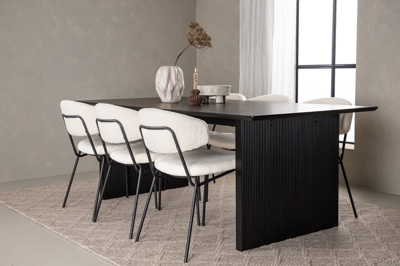 Rektangulär matgrupp Venture Home Vit Svart 6st