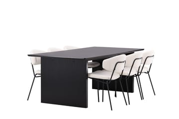 Rektangulär matgrupp Venture Home Vit Svart 6st - Huonekalut - Pöytä & ruokailuryhmä - Ruokailuryhmä