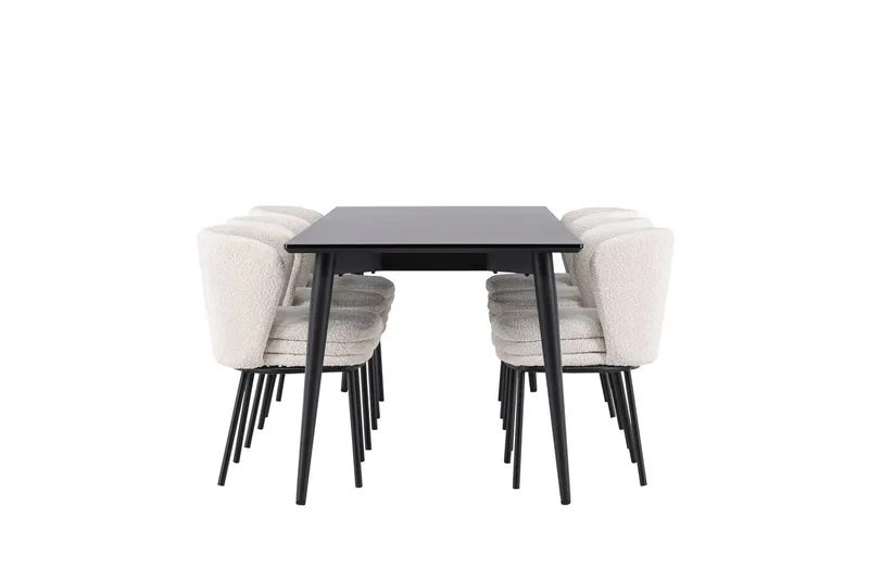 Rektangulär matgrupp Venture Home Vit Svart 6st - Huonekalut - Pöytä & ruokailuryhmä - Ruokailuryhmä