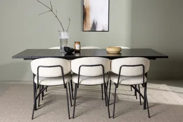 Rektangulär matgrupp Venture Home Vit Svart 6st - Huonekalut - Pöytä & ruokailuryhmä - Ruokailuryhmä