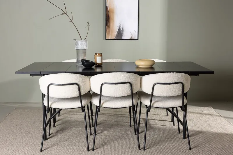 Rektangulär matgrupp Venture Home Vit Svart 6st