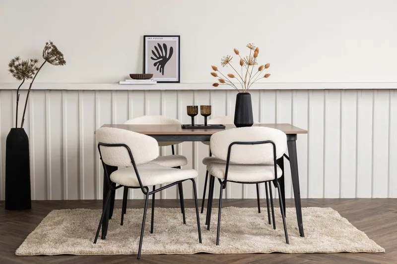 Rektangulär matgrupp Venture Home Vit Valnöt 4st