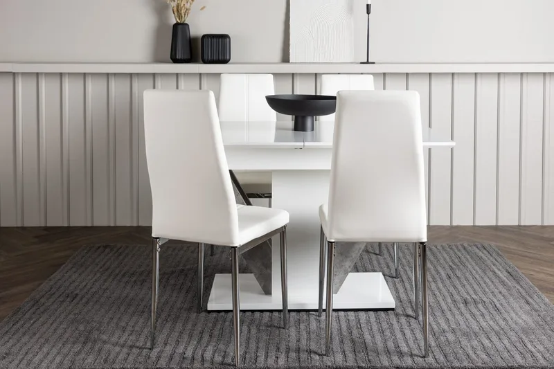 Rektangulär matgrupp Venture Home Vit Vit 4st
