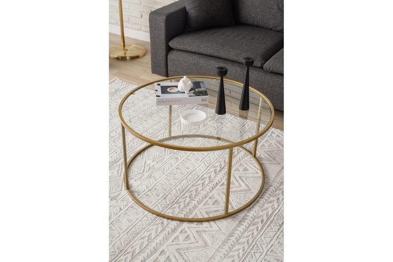 Retzow Sohvapöytä 80 cm - Keltainend/Läpinäkyvä - Huonekalut - Pöytä & ruokailuryhmä - Sohvapöytä