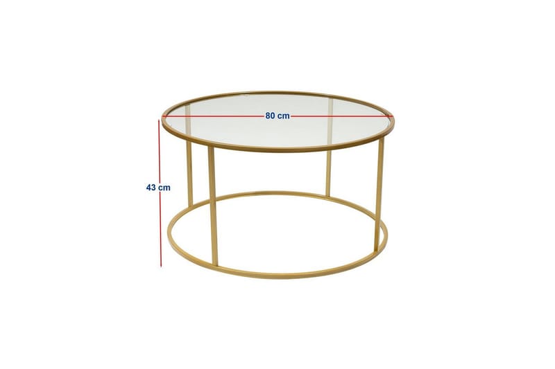 Retzow Sohvapöytä 80 cm - Keltainend/Läpinäkyvä - Huonekalut - Pöytä & ruokailuryhmä - Sohvapöytä