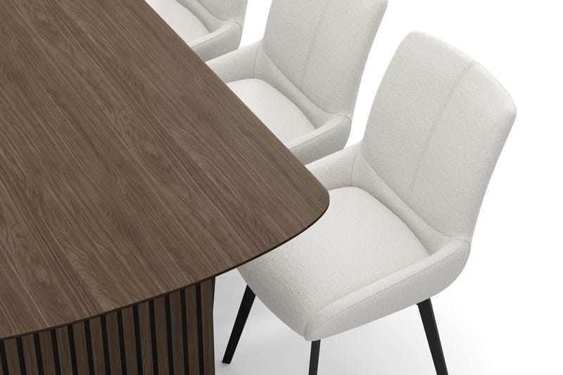 Richeto-ruokailuryhmä 180 cm ja 6 Mora-pyörivää tuolia - Savustettu tammi / vaalea beige - Huonekalut - Pöytä & ruokailuryhmä - Ruokailuryhmä