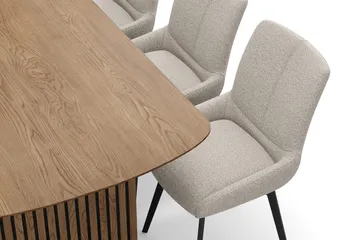 Richeto-ruokailuryhmä 180 cm ja 6 Mora-pyörivää tuolia - Luonnollinen viimeistely / tummanbeige - Huonekalut - Pöytä & ruokailuryhmä - Ruokailuryhmä