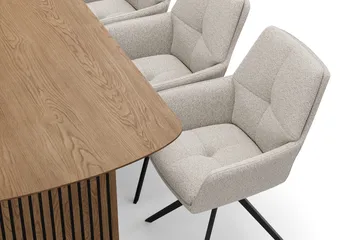 Richeto-ruokailuryhmä 180 cm ja 6 Torsby-pyörivää tuolia - Luonnollinen viimeistely / tummanbeige - Huonekalut - Pöytä & ruokailuryhmä - Ruokailuryhmä