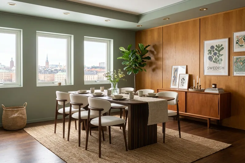Richeto ruokailuryhmä 210 cm Savutammi 6 Molly ruokatuolilla - Savutammi/Beige - Huonekalut - Pöytä & ruokailuryhmä - Ruokailuryhmä
