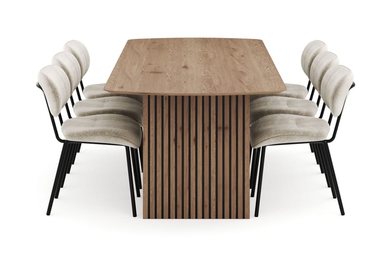 Richeto Ruokailuryhmä 240 cm ja 6 Cyana Tuolia - Luonnollinen viimeistely - Huonekalut - Pöytä & ruokailuryhmä - Ruokailuryhmä