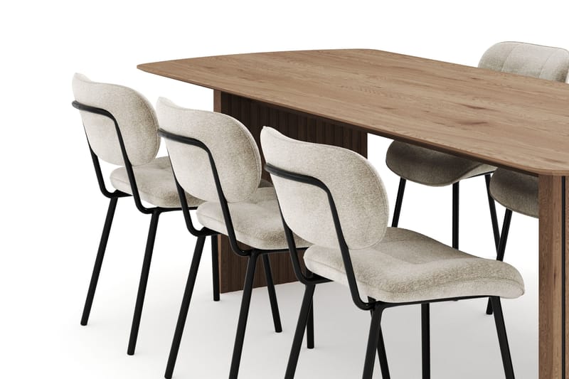 Richeto Ruokailuryhmä 240 cm ja 6 Cyana Tuolia - Luonnollinen viimeistely - Huonekalut - Pöytä & ruokailuryhmä - Ruokailuryhmä