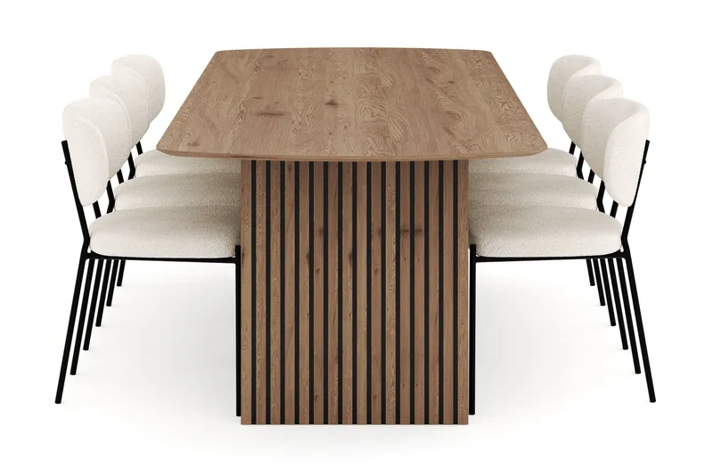 Richeto Ruokailuryhmä 240 cm ja 6 Gemmiano Tuolia - Luonnollinen viimeistely - Huonekalut - Pöytä & ruokailuryhmä - Ruokailuryhmä