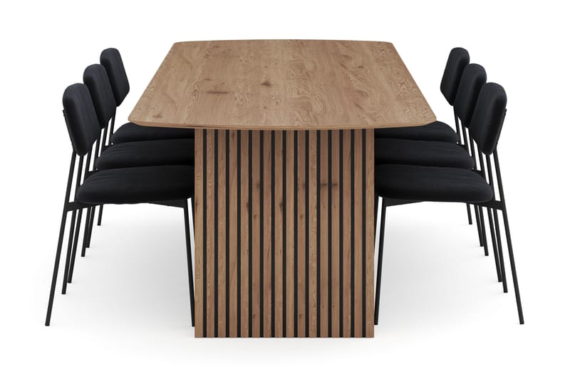 Richeto Ruokailuryhmä 240 cm ja 6 Lowe Tuolia - Luonnollinen viimeistely - Huonekalut - Pöytä & ruokailuryhmä - Ruokailuryhmä