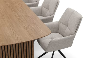 Richeto-ruokailuryhmä 240 cm ja 6 Torsby-pyörivää tuolia - Luonnollinen viimeistely / tummanbeige - Huonekalut - Pöytä & ruokailuryhmä - Ruokailuryhmä