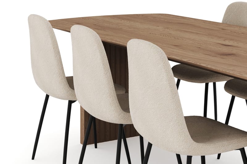 Richeto Ruokailuryhmä 240 cm ja 6 Polar Tuolia - Luonnollinen viimeistely - Huonekalut - Pöytä & ruokailuryhmä - Ruokailuryhmä