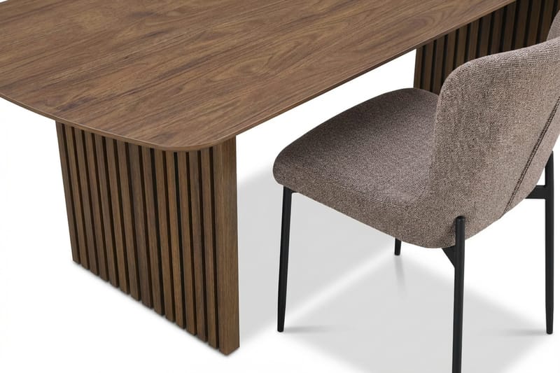 Richeto Ruokailuryhmä Savutammi 180 cm ja 4 Elsie Ruokatuolia - Savutammi/Harmaa - Huonekalut - Pöytä & ruokailuryhmä - Ruokailuryhmä