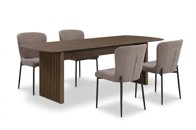 Richeto Ruokailuryhmä Savutammi 180 cm ja 4 Elsie Ruokatuolia - Savutammi/Harmaa - Huonekalut - Pöytä & ruokailuryhmä - Ruokailuryhmä