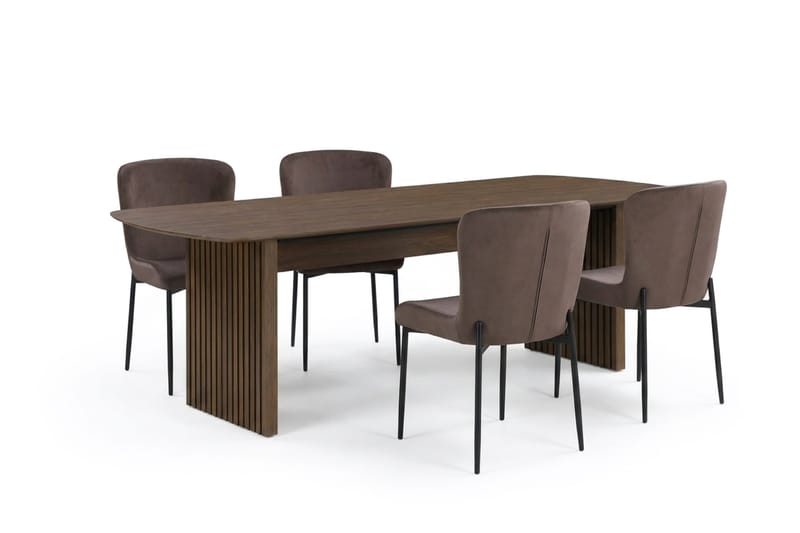 Richeto Ruokailuryhmä Savutammi 180 cm ja 4 Elsie Ruokatuolia, Savutammi/Ruskea